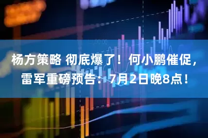 杨方策略 彻底爆了！何小鹏催促，雷军重磅预告：7月2日晚8点！